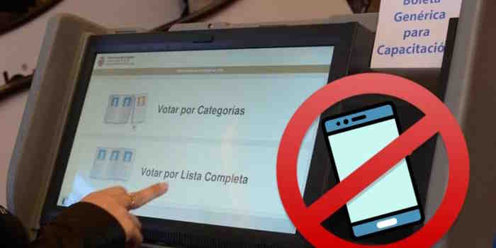 Advierten que está prohibido fotografiar la pantalla a la hora de votar